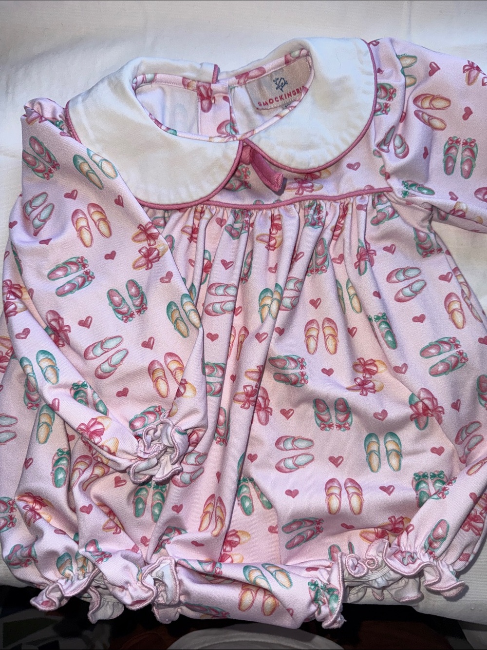 Smockingbird Pink Ballet Shoe Print Bubble